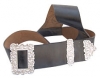 GPC-1082.     Cross Belt, Piper, black leather, thistle design buckle
